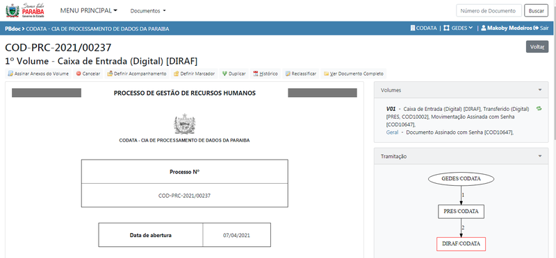 Processo Administrativo Eletrônico e Fluxograma de Tramitação no PBdoc