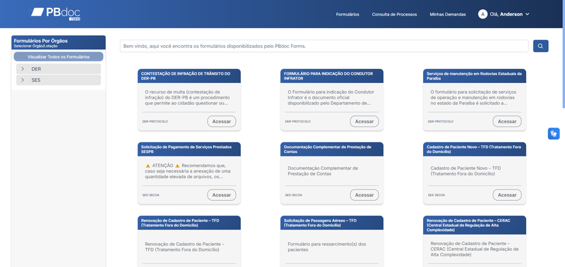 Portal PBdoc Forms - Catálogo de Serviços Digitais