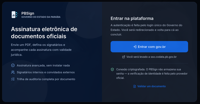 PBSign - Assinatura Eletrônica de Documentos Oficiais