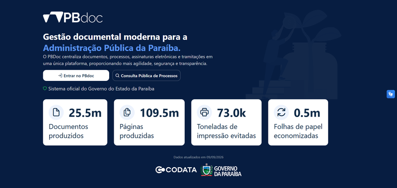 Novo PBdoc - Tela Inicial e Apresentação do Sistema